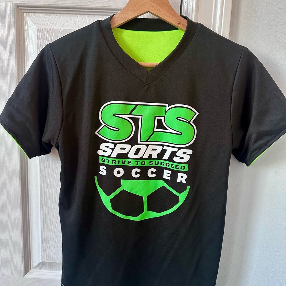 Youth Soccer Double Sided Jersey and Shirt Black and Green size S/M